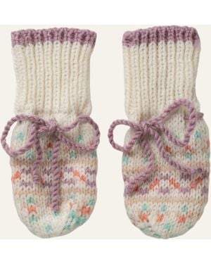 Johnstons of Elgin Cashmere Fairisle Baby Mittens - Pink