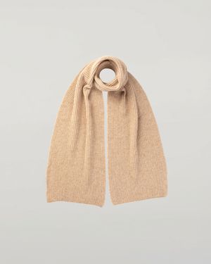 Johnstons of Elgin Cashmere Ribbed Scarf - Natural