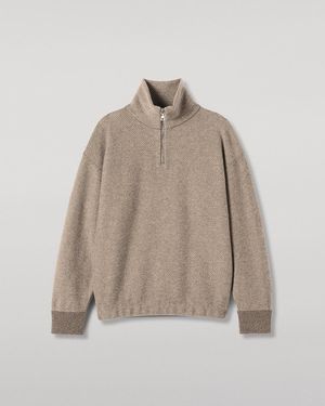 Johnstons of Elgin Reel Cashmere Half Zip Jumper - Natural