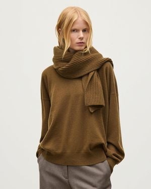 Johnstons of Elgin Lovat Ribbed Cashmere Scarf - Brown
