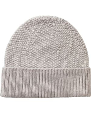 Johnstons of Elgin Seed Stitch Cashmere Beanie - Natural