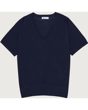 Johnstons of Elgin Superfine Merino T-Shirt - Blue