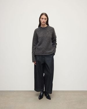 Johnstons of Elgin Brushed Cashmere-Silk Charcoal Jumper - Grey