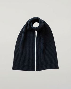 Johnstons of Elgin Donegal Cashmere Dark Knitted Scarf - Blue