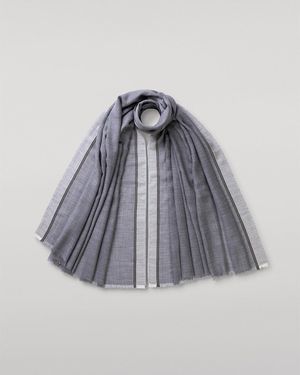 Johnstons of Elgin Ives Chevron Border Cashmere Scarf - White