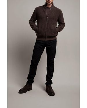 Johnstons of Elgin Cashmere Fleece Padded Bomber Dark Chocolate - Black