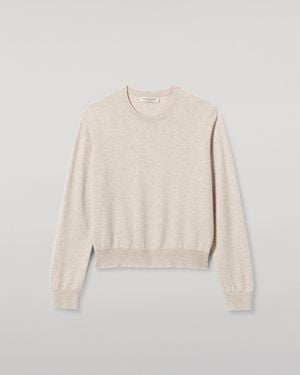 Johnstons of Elgin Lunan Natural Classic Cashmere Crew Jumper - White