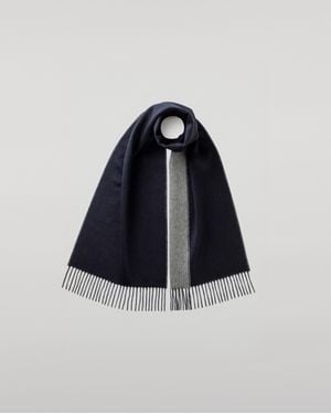 Johnstons of Elgin Contrast & Cashmere Scarf - Blue