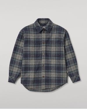 Johnstons of Elgin Atholl & Bottle Plaid Overshirt - Blue