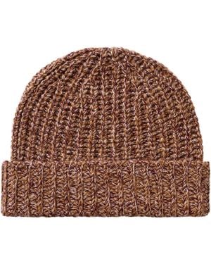 Johnstons of Elgin Half Cardigan Stich Cashmere Beanie - Brown