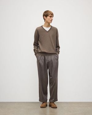 Johnstons of Elgin Reuben Cashmere V Neck Sweater - Brown