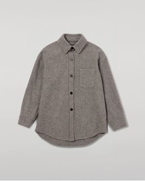 Johnstons of Elgin Glen Urquhart Check Oversized Shirt - Grey