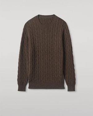 Johnstons of Elgin Calder Cable Cashmere Jumper - Brown