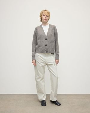 Johnstons of Elgin Donegal Cashmere V Neck Cardigan - White
