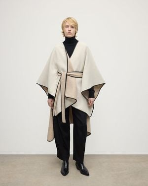 Johnstons of Elgin Belted Cream Cashmere Cape - Natural