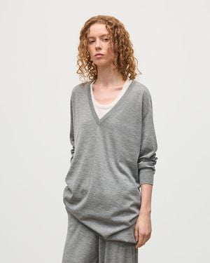 Johnstons of Elgin Elise Long Superfine Cashmere Jumper - Grey