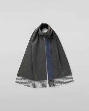 Johnstons of Elgin Contrast Charcoal & Cashmere Scarf - Blue