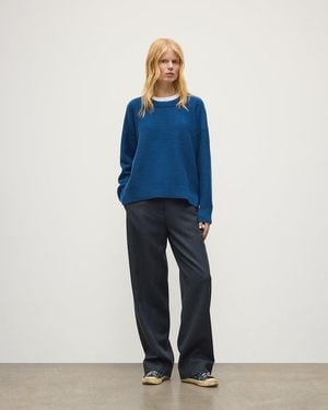 Johnstons of Elgin Maggie Reverse Stitch Cashmere Sweater - Blue