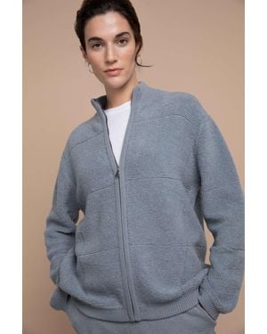 Johnstons of Elgin Padded Cashmere Fleece Bomber - Blue