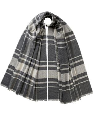Johnstons of Elgin Twill Check Scarf - Grey
