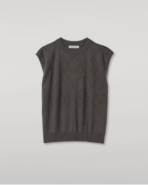 Johnstons of Elgin Clan Mid Argyle Cashmere Tank - Black