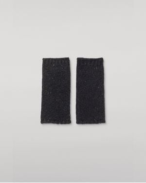 Johnstons of Elgin Tiree Donegal Cashmere Wristwarmers - Black