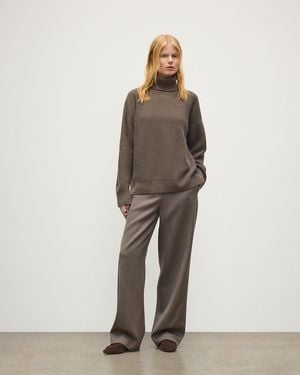 Johnstons of Elgin Maggie Reverse Stitch Roll Neck Cashmere Jumper - Natural