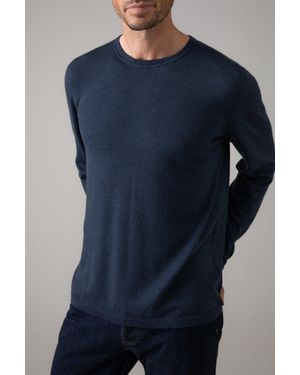 Johnstons of Elgin Relax Fit Merino Long Sleeve T-Shirt - Blue