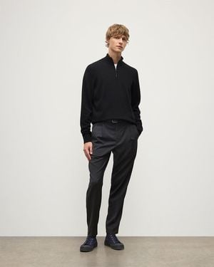 Johnstons of Elgin Rory Cashmere Classic Zip Neck Jumper - Black