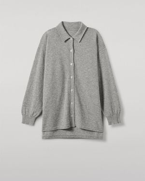 Johnstons of Elgin Munro Light Cashmere Shirt - Blue