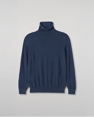 Johnstons of Elgin Beatrice Funnel Superfine Cashmere Sweater - Blue