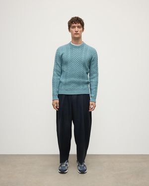 Johnstons of Elgin Aran Cable Cashmere Jumper - Blue
