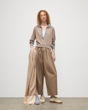 Johnstons of Elgin Dee & Superfine Cashmere Polo Shirt - Natural