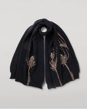 Johnstons of Elgin Wild Thistle Intarsia Cashmere Wrap - Blue