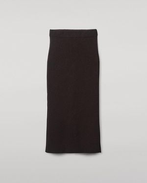 Johnstons of Elgin Cashmere Dark Midi Skirt - Black