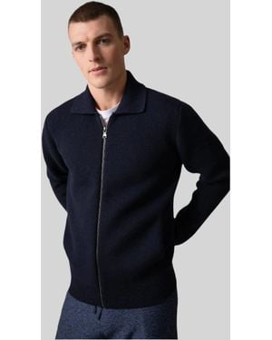 Johnstons of Elgin Milano Stitch Cashmere Jacket - Blue