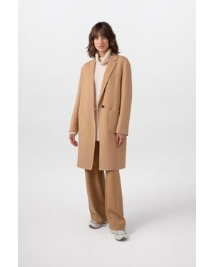 Johnstons of Elgin Classic Camel Cashmere Coat - White