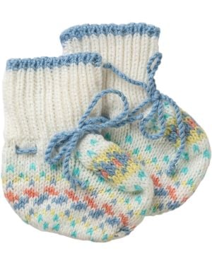 Johnstons of Elgin Fairisle Cashmere Baby Booties - Blue