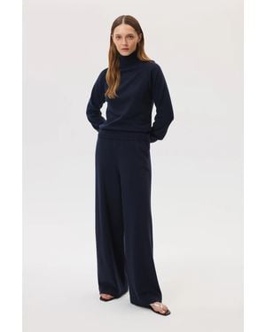 Johnstons of Elgin High Rise Cashmere Dark Culottes - Blue