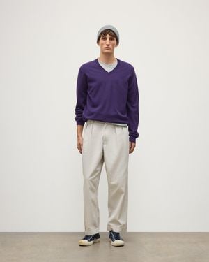Johnstons of Elgin Reuben Cashmere V Neck Sweater - Purple