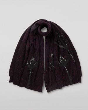 Johnstons of Elgin Wild Thistle Intarsia Cashmere Wrap - Blue