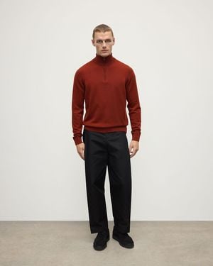 Johnstons of Elgin Cashmere Dark Zip Neck Jumper - Red