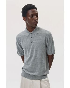 Johnstons of Elgin Superfine Merino Light Polo Shirt - Grey