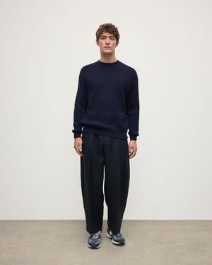Johnstons of Elgin Contrast Neck Cashmere Jumper - Blue