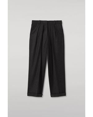 Johnstons of Elgin Macara Charcoal Pleated Trousers - Black
