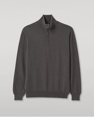 Johnstons of Elgin Reuben Cashmere Zip Neck Jumper - Grey