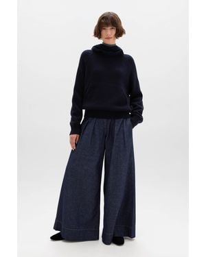 Johnstons of Elgin Oversized Dark Cashmere Hoodie - Black