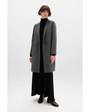 Johnstons of Elgin Classic Mid Cashmere Coat - Black