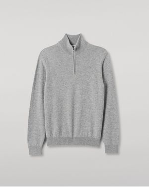 Johnstons of Elgin Rory Classic Cashmere Zip Neck Jumper - White