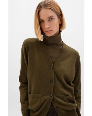 Johnstons of Elgin Cashmere Boyfriend Cardigan - Green